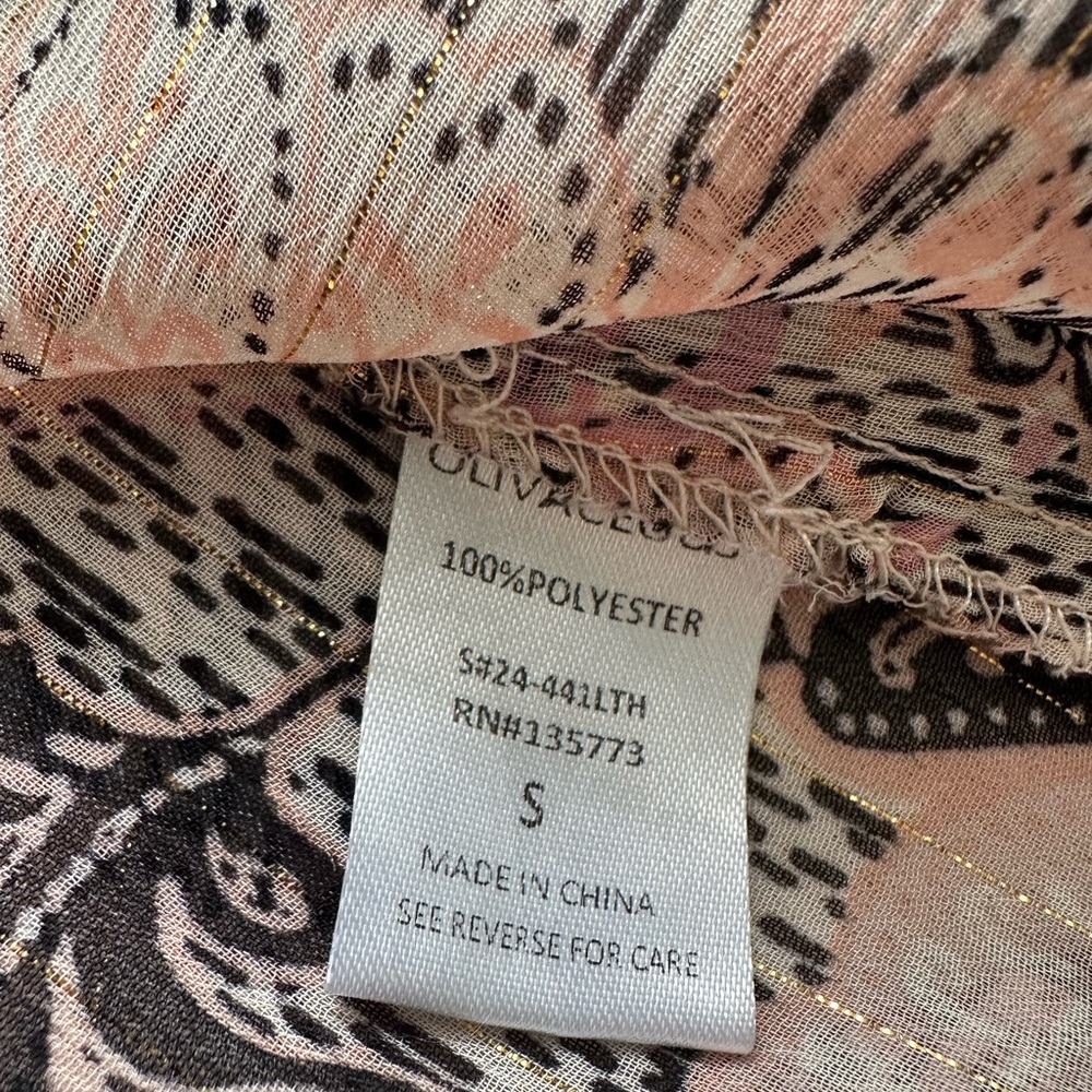 Floral Ruffle Sleeveless Blouse - Pink/Black Sheer Y2K Size Small - Picture 4 of 6